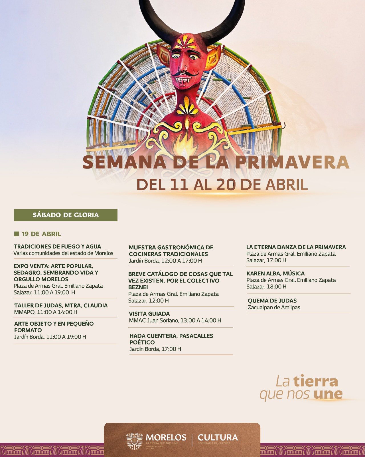 INVITA GOBIERNO DE MORELOS A DISFRUTAR ACTIVIDADES CULTURALES DURANTE SEMANA DE LA PRIMAVERA
