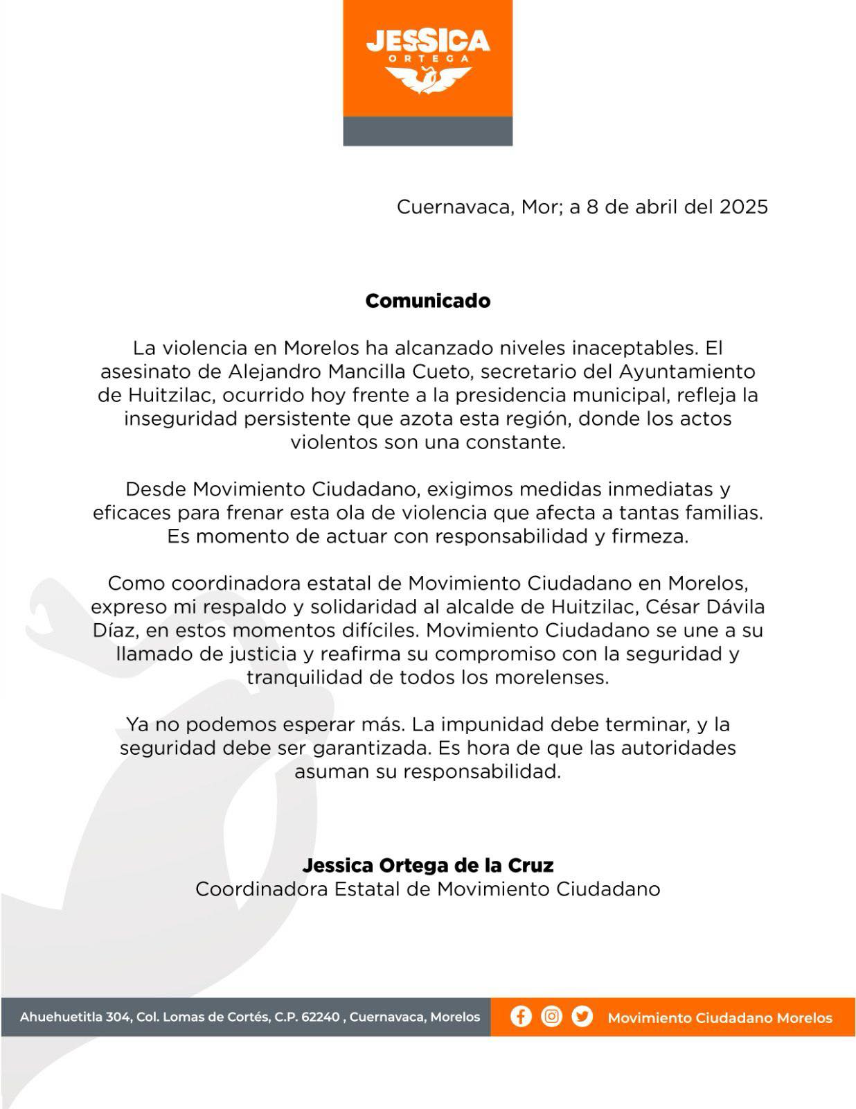Comunicado Partido Movimiento Ciudadano